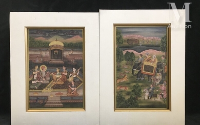 Deux miniatures de style moghole Deux peintures... - Lot 455 - Millon