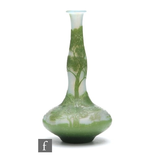 Devez - An early 20th Century cameo glass vase of double gou...