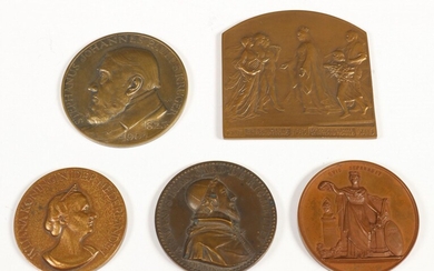 Diverse bronzen penningen, 19e eeuw;