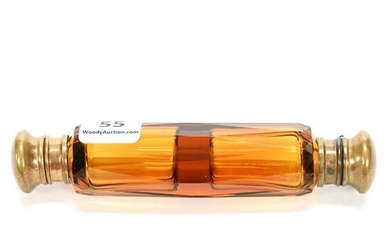 Double Laydown Perfume, Solid Amber Art Glass