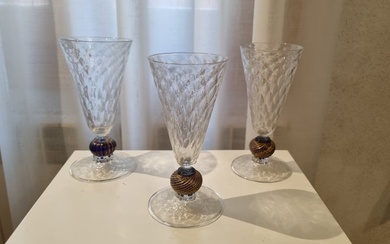 Drinking set (3) - Murano glass glasses - Glass