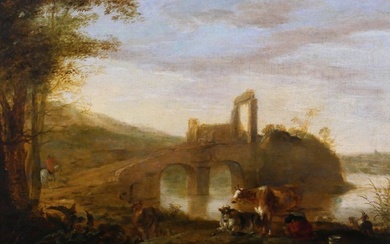 Dutch School - XVII century - Landscape with cows and goats