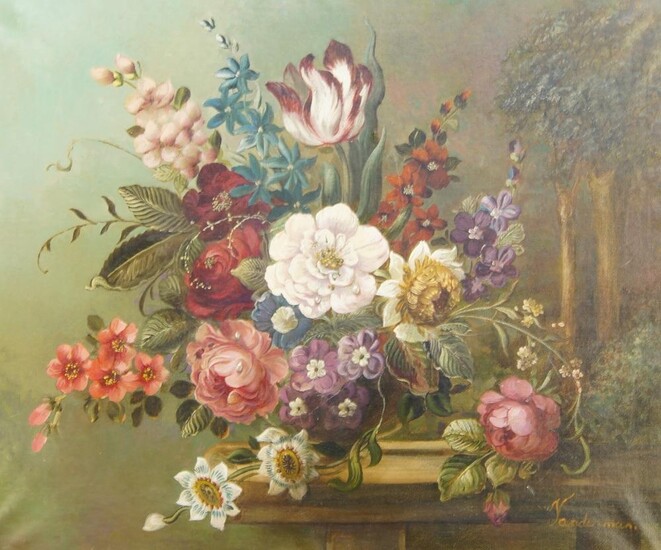 E. Vanderman, Dutch, early/mid-20th century- Floral still life; oil on canvas, signed lower right, 51 x 61 cm