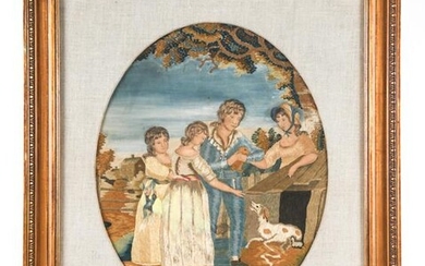 EARLY 19TH C. BRITISH SILK WORK PICTURE