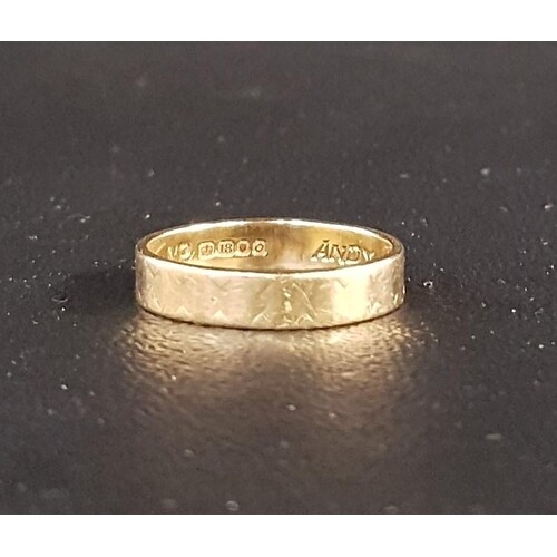 EIGHTEEN CARAT GOLD WEDDING BAND ring size L and approximate...