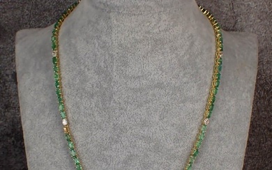 EMERALD, DIAMOND AND YELLOW GOLD RIVIERA NECKLACE