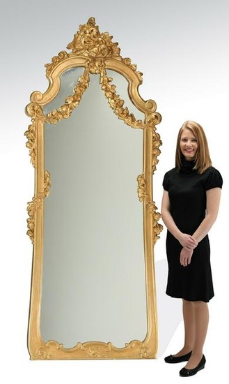 Early 20th c. French carved gilt wood mirror, 88"h