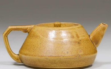 Early Fulper Pottery Matte Mustard Teapot c1910