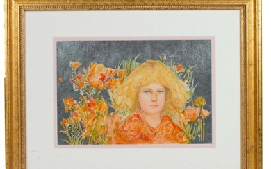 Edna Hibel Signed Lithograph of a Young Girl