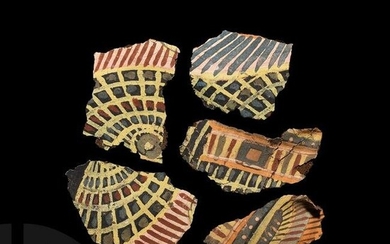 Egyptian Painted Gesso Wing Fragment Group