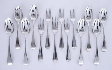 Eight Georgian Silver Old English Pattern Dessert Spoons and...