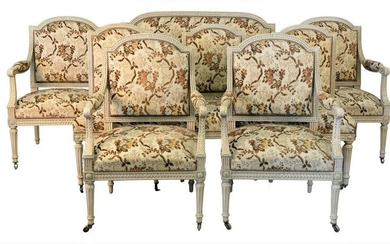 Eight Piece Louis XVI Style Salon Suite, having four