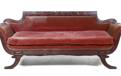 Empire style mahogany carved sofa
