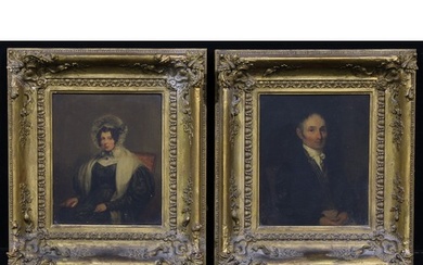 English School (19th century) A pair, Portraits of a Lady an...