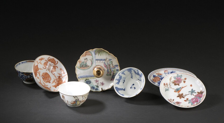 Ensemble de porcelaines polychromes Chine,... - Lot 155 - Daguerre