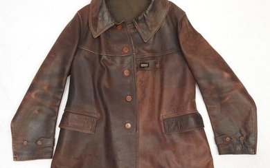 FRANCE. Jacket model 1935 in brown leather, removable...