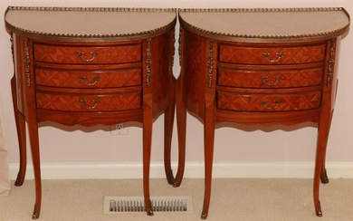 FRENCH STYLE FRUITWOOD COMMODES, PAIR