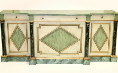 Faux Marble Painted Service Cabinet