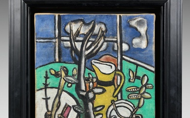 Fernand LÉGER (1881-1955) Le vase jaune dans le paysage, 1948 Huile sur toile, signée et...