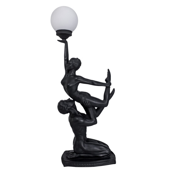 Figural Table Lamp Modeled as Two Acrobats.