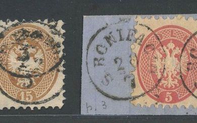 Filigrana Lettere, 4 esemplari (N. 43d in coppia, 44d, 45d)...