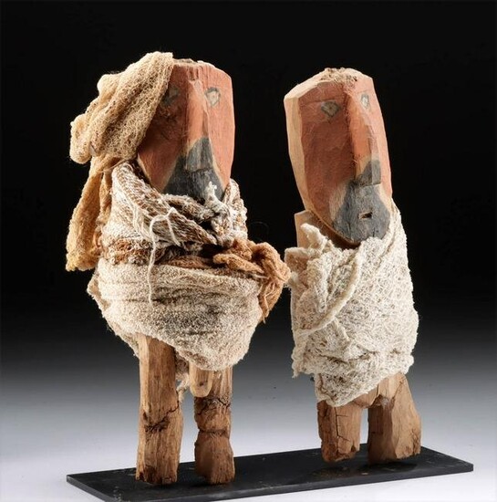 Fine Chancay Painted Wood Figures - Male, Female