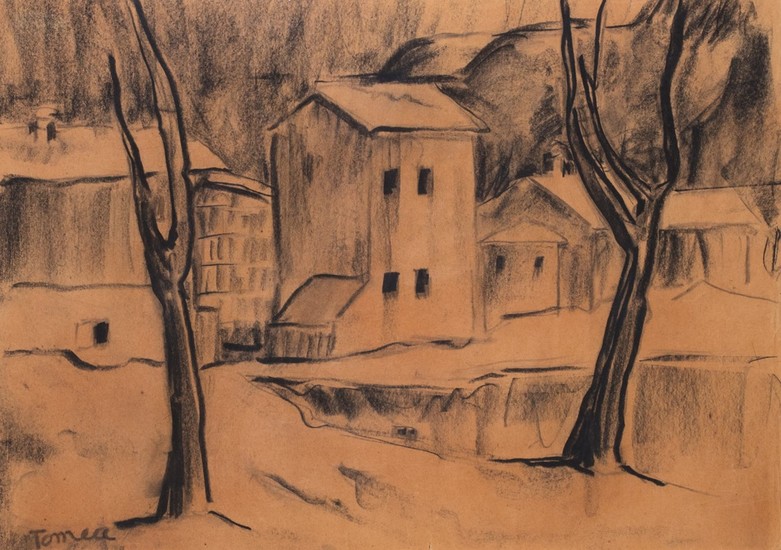 Fiorenzo Tomea (Zoppè di Cadore 1910 - Milano 1960), Study for the paint "Neve a Zoppè"