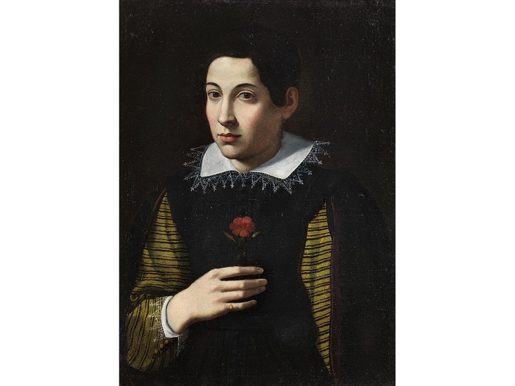 Florentinischer Meister des frühen 17. Jahrhunderts, PORTRAIT EINES JUNGEN MIT NELKE