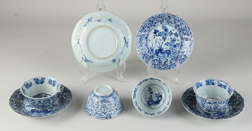 Four 18th century Chinese cups + saucers