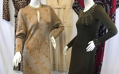 Four (4) Vintage Disco Dresses and Jumpsuit C. 1970s