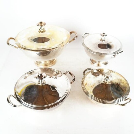 Four Christofle Silver Plate Covered Tureens
