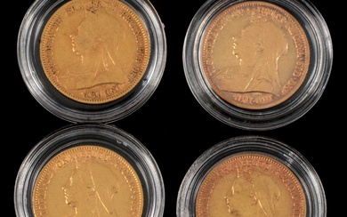 Four Gold Half Sovereign Coins.