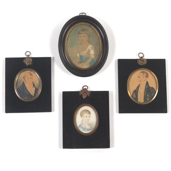 Four Miniature Watercolor Portraits, 18th century