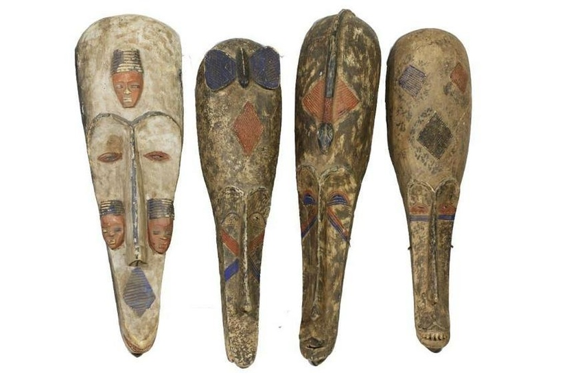 Four Painted African Wooden Masks
