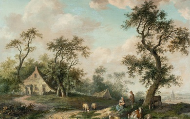 Fredericus Theodorus Renard (1778 Leiden - ? 1820) – Sommerlandschaft mit Hirtenfamilie und Viehherde