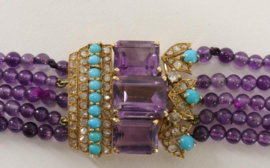 French Amethyst & Diamond Necklace