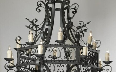 French Gothic style wrought iron 6-light chandelier