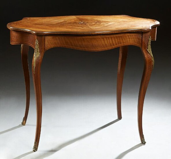 French Inlaid Mahogany Ormolu Mounted Center Table