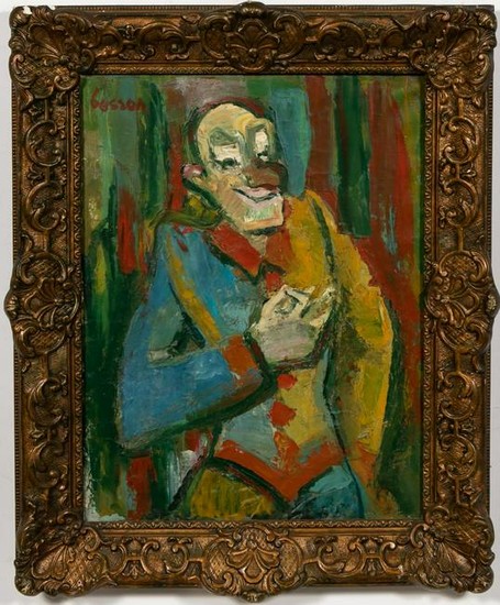 French School, Mid Century "Colorful Clown" Oil