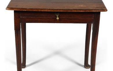 GEORGE III OAK SIDE TABLE, LATE 18TH CENTURY 28 1/4 x 28 1/2 x 19 in. (71.8 x 72.4 x 48.3 cm.)