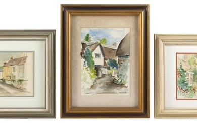 GEORGIA DEARBORN, United States, b. 1952, Three English scenes,, Watercolors on paper, approx. 8" x 10" sight. Largest framed 15.5"...
