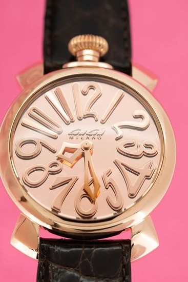 GaGà Milano - Watch Manuale 40mm Rose Gold Mirror Dark Brown Leather strap - 5221 - Women - BRAND NEW