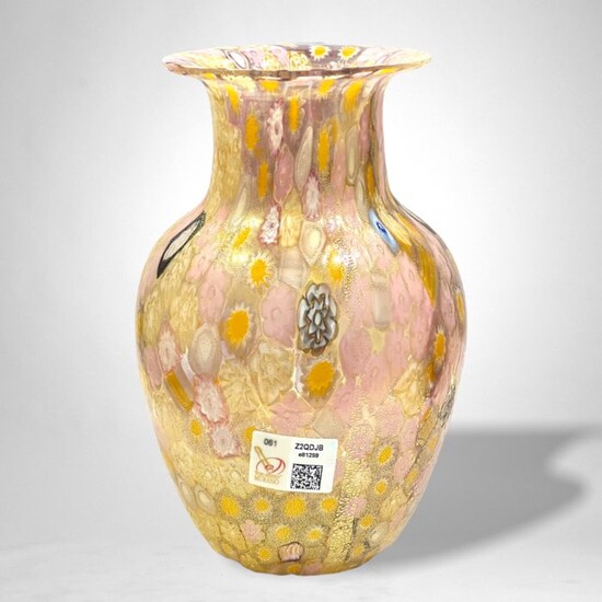 Gabriele Urban - Pink millefiori murrine vase and gold leaf - Glass