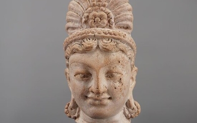 Gandhara Hard-fired ceramic Head of Maitreya (with Oxford TL test) - 29×16×14 cm