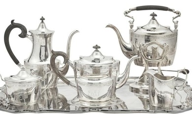 Gebelein Silver Plated Tea & Coffee Service; Together with a Silver Plated Two Handled Tray
