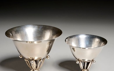 Georg Jensen, (2) sterling 'Louvre' compotes