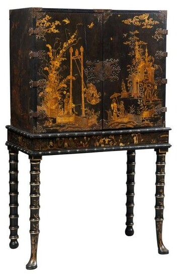 George I Brass-Mounted Black and Gilt-Japanned Cabinet