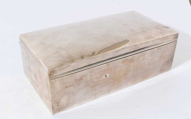 George VI silver cigar box of rectangular form, with domed hinged lid and cedar wood lined interior (Birmingham 1938), maker Zimmerman