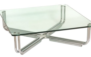 Gianfranco Frattini (Italian, 1926-2004) for Cassina Polished Chromed Steel, Glass Top Ca. 1969
