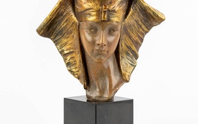 Giuseppe CARLI (1915-1987) 'Head of an Egyptian' patinated terracotta. (L:17 x W:27 x H:23 cm)